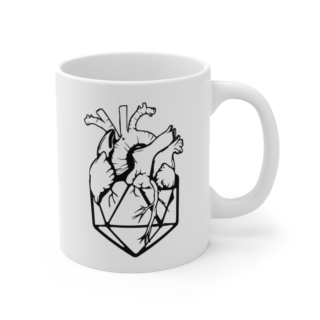 D20 Heart B/W - Double Sided Mug