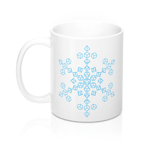 Snowflake Blue Polyhedral Dice - Double Sided Mug