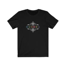 Load image into Gallery viewer, Polyhedral Dice Rainbow Icons - DND T-Shirt