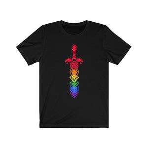 Rainbow Dragon Dice Sword - DND T-Shirt