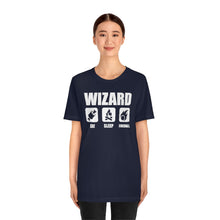Load image into Gallery viewer, WIZARD Eat Sleep Fireball - DND T-Shirt