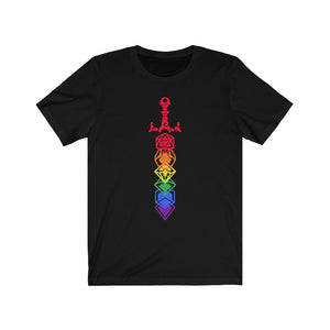 Rainbow Dice Sword - DND T-Shirt