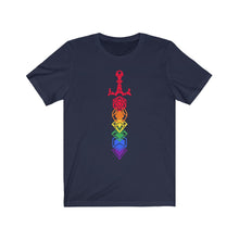 Load image into Gallery viewer, Rainbow Dice Sword - DND T-Shirt