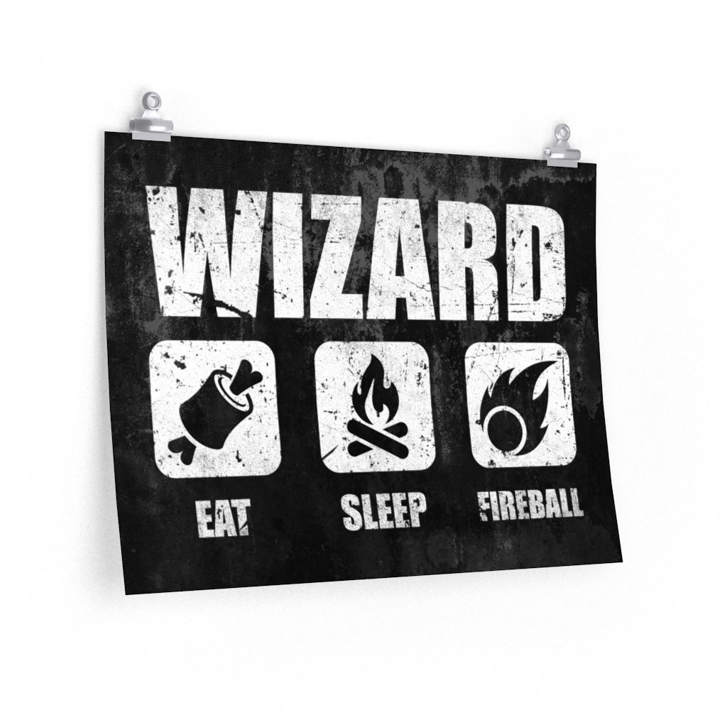 WIZARD Eat Sleep Fireball - Poster